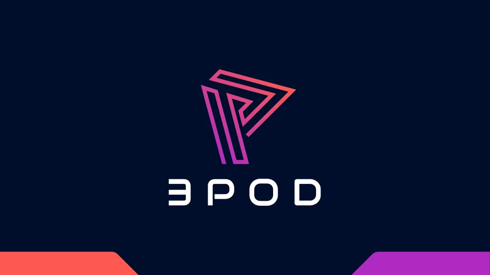 The 3Pod Discord cover: the gradient mark on navy with coral and purple accents