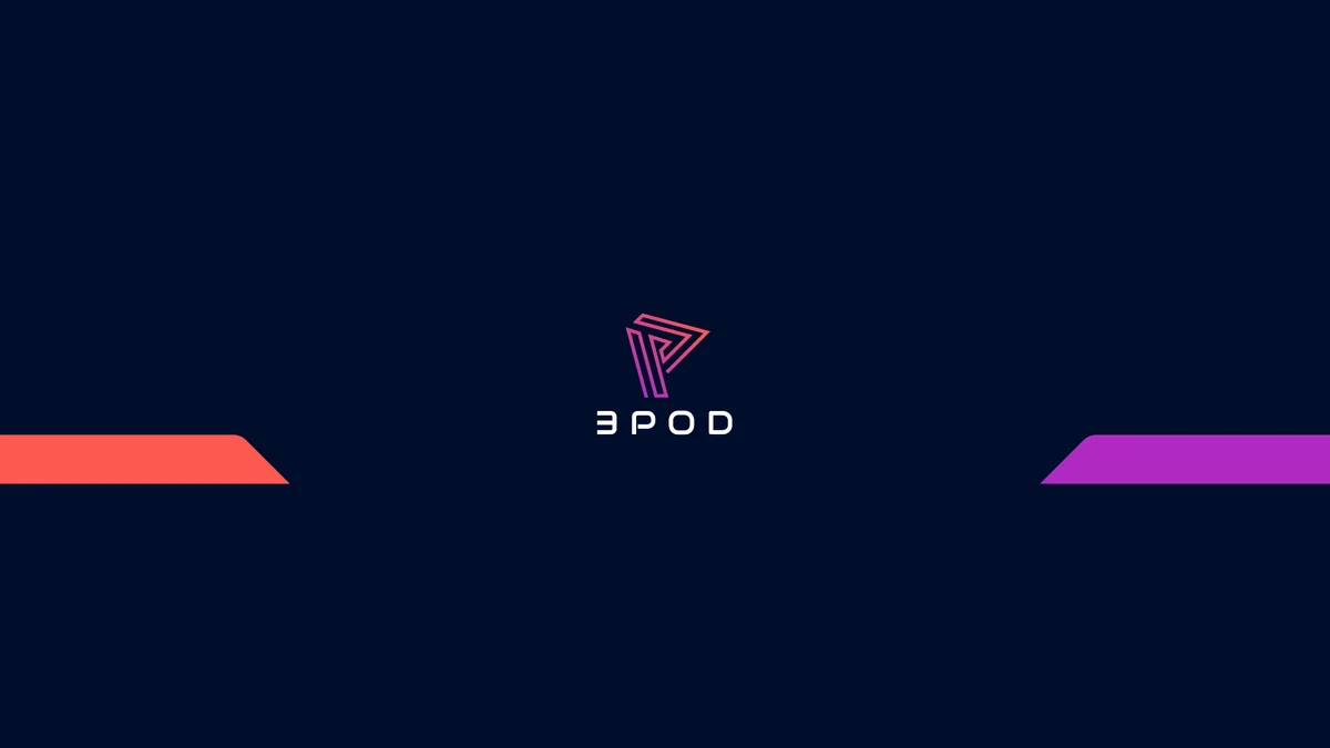 The 3Pod YouTube cover: the gradient mark on navy with coral and purple accents