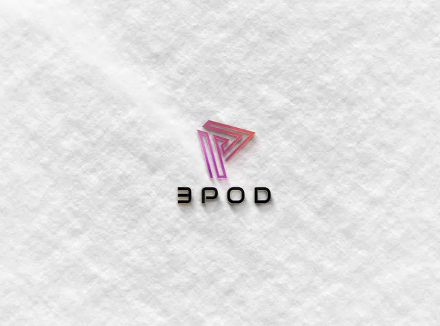 The 3Pod mark embossed on white textured paper