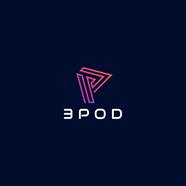 3Pod logo direction E, the chosen one: a P drawn as an impossible triangle above the wordmark