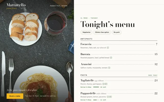 Mattarello concept: what’s on the menu tonight?